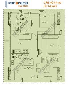 Căn 2 phòng ngủ 64m2 tòa CT1A chung cư Panorama